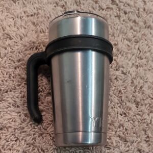Yeti Silver Travel Mug with Black Handle
